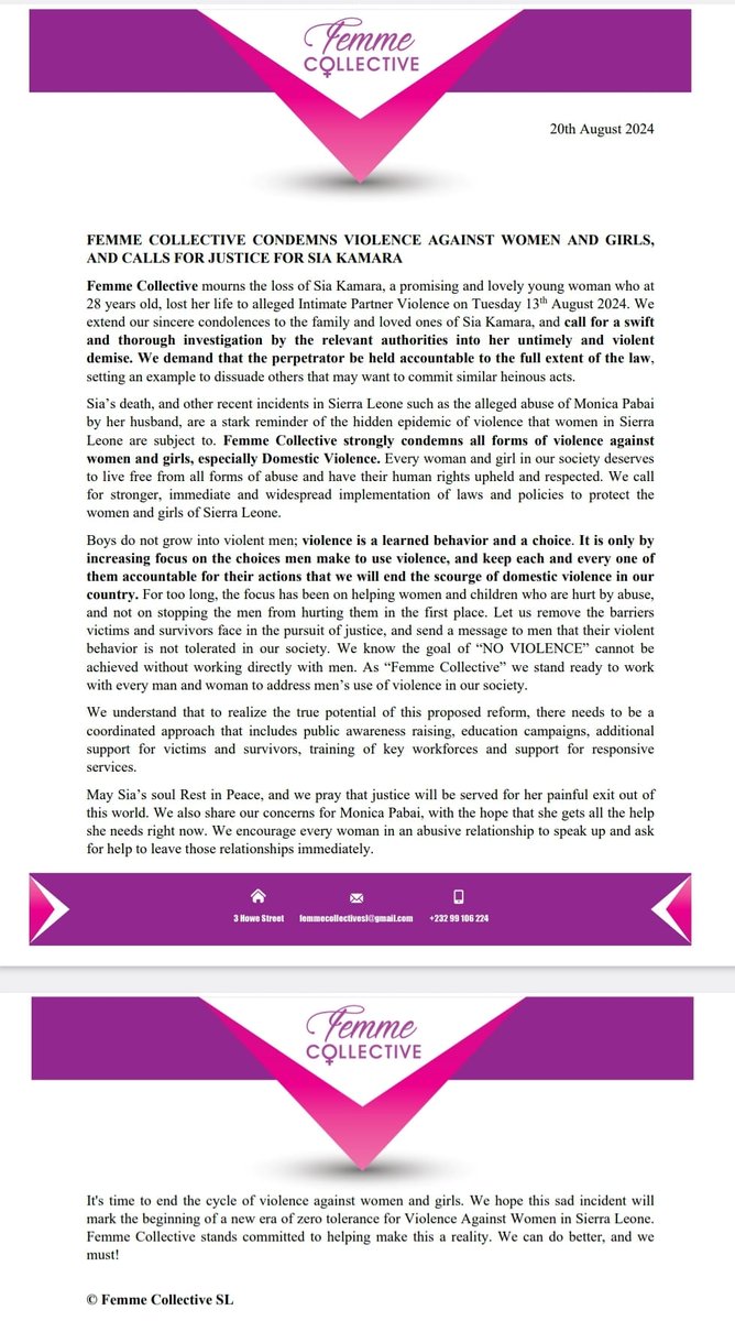 <a href="/SlFemme/">Femme Collective SL</a> 
#GBVS #SGBV #SierraLeone