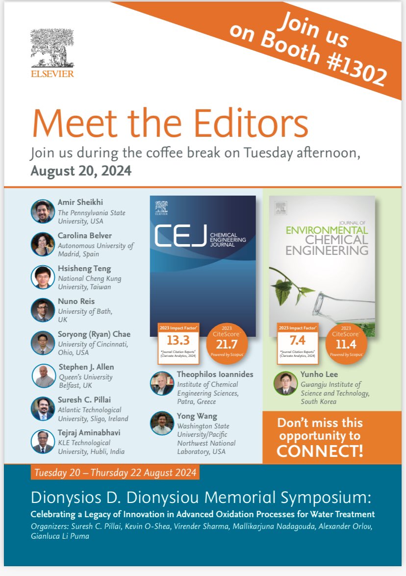 Meet the Editors. If you are attending the American Chemical Society Meeting in Denver, please join us on booth 1302. <a href="/Chem_Eng_J/">Chemical Engineering Journal</a> @EnvSciHealth <a href="/ResultsinEngin1/">Results in Engineering</a> <a href="/HAZMAT_journal/">Journal of Hazardous Materials |Letters |Advances</a> <a href="/JEnvironChemEng/">Journal of Environmental Chemical Engineering</a>