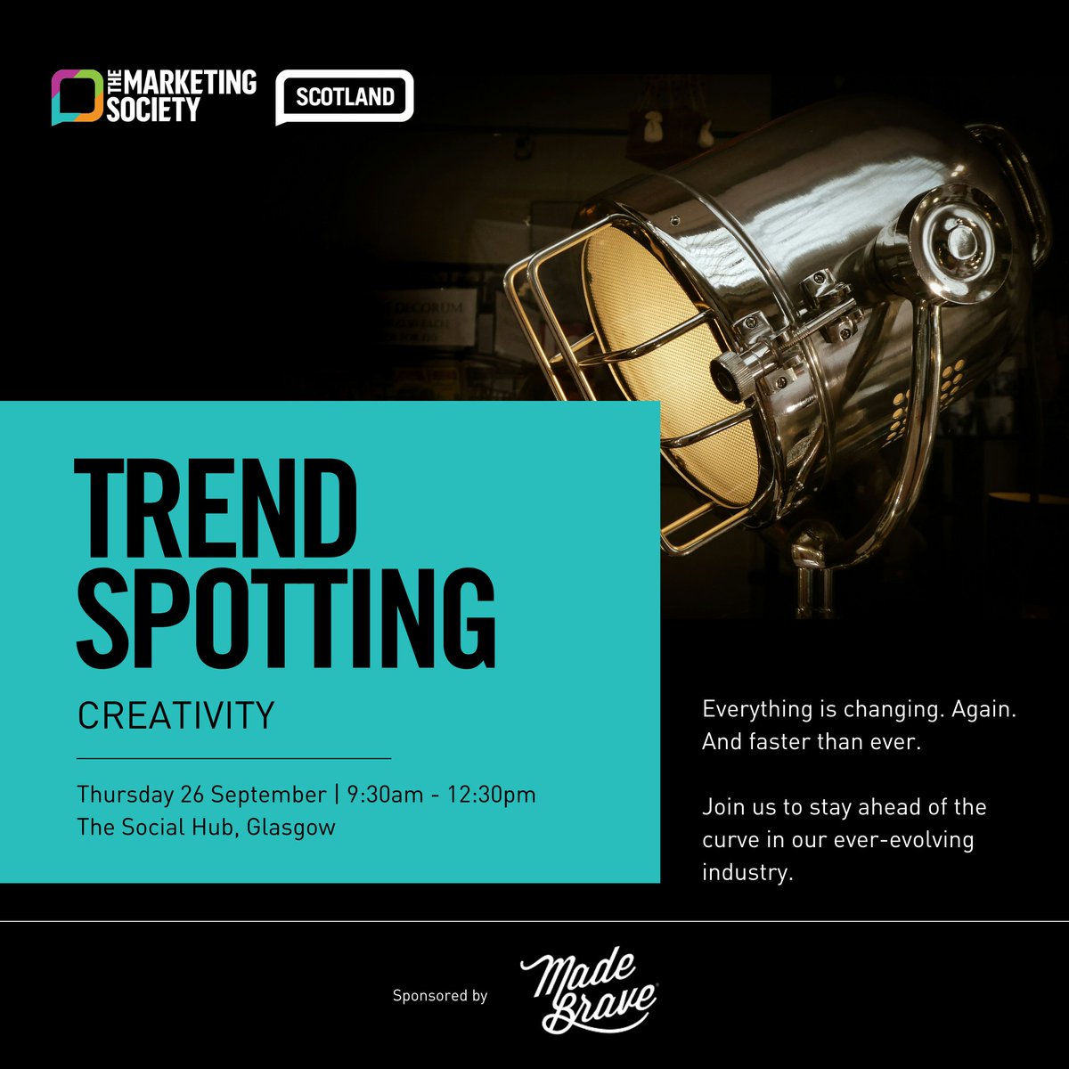 🎉 Trendspotting Creativity is back!

Join us on Sept 26 at The Social Hub in Glasgow for an inspiring half-day event. Dive into trends and innovations, with top speakers.

Members get priority booking until Sept 2, so grab your spot now! 
loom.ly/W8kxiuY