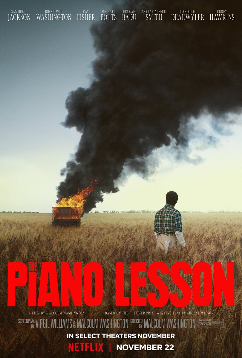The Piano Lesson directed by Malcolm Washington. Trailer tomorrow. 

Starring Samuel L. Jackson, John David Washington, Ray Fisher, Michael Potts, Erykah Badu, Skyler Aleece Smith, Danielle Deadwyler, and Corey Hawkins.
