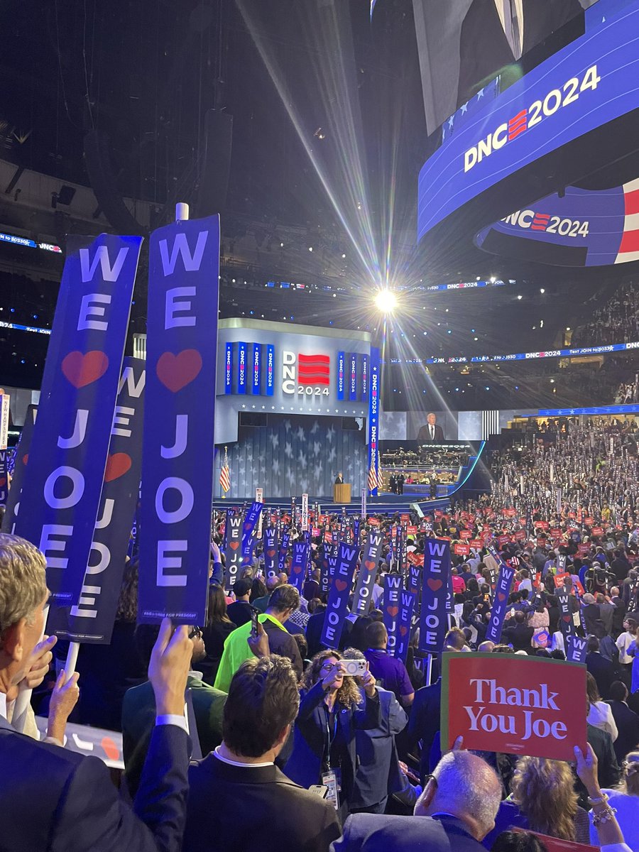 Last night was incredible. Thank you <a href="/JoeBiden/">Joe Biden</a> for your leadership. 

TY you for saving democracy in ‘20,  leading us out of a once in a century pandemic, transforming our economy to the strongest economy in the world, &amp; restoring decency and dignity at the WH. 

Now on to day 2!