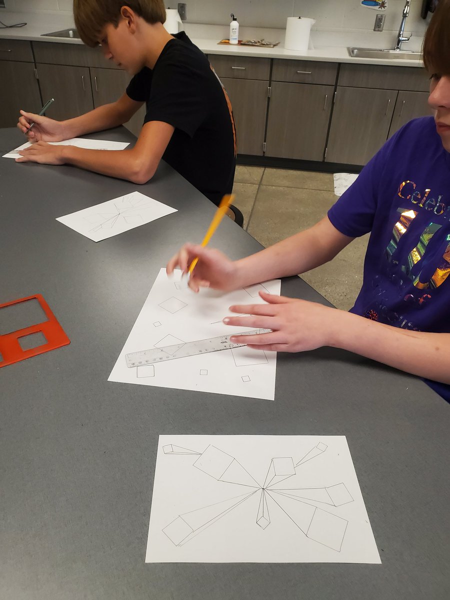 7th grade students working on their first project! 1 point perspective with a focus on shading. <a href="/middle_dcw/">DC West Middle School</a>
