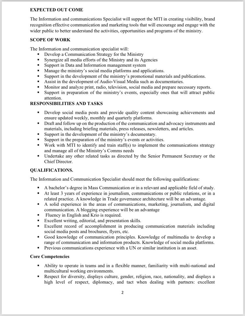 SLEDPGoSL's tweet photo. CONSULTANCY SERVICES
RECRUITMENT OF AN INFORMATION AND COMMUNICATIONS SPECIALIST FOR THE MINISTRY OF TRADE AND INDUSTRY

#trade #industry #WorldBank #SLEDP #SMEs https://t.co/px6TmsTN1I
