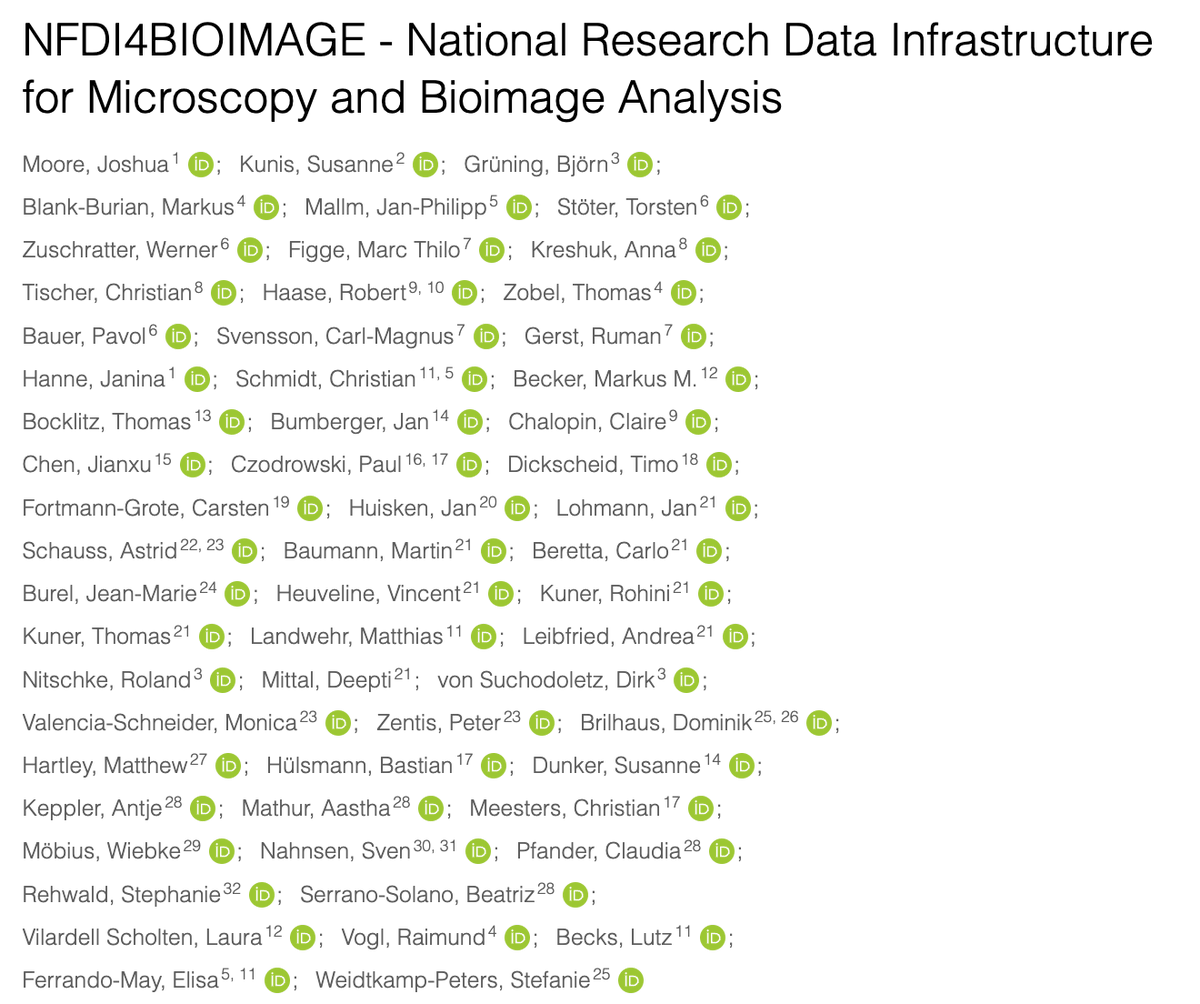 Josh Moore (@notjustmoore) on Twitter photo The <a href="/nfdi4bioimage/">NFDI4BIOIMAGE</a> proposal is now on Zenodo! 🎉
With thanks to <a href="/SchmChristian/">Christian Schmidt</a> for herding the authorial cats and to said cool cats for making all of this happen.
bit.ly/n4bi-proposal
#bioimaging #rdm #FAIR #NFDI The <a href="/nfdi4bioimage/">NFDI4BIOIMAGE</a> proposal is now on Zenodo! 🎉
With thanks to <a href="/SchmChristian/">Christian Schmidt</a> for herding the authorial cats and to said cool cats for making all of this happen.
bit.ly/n4bi-proposal
#bioimaging #rdm #FAIR #NFDI