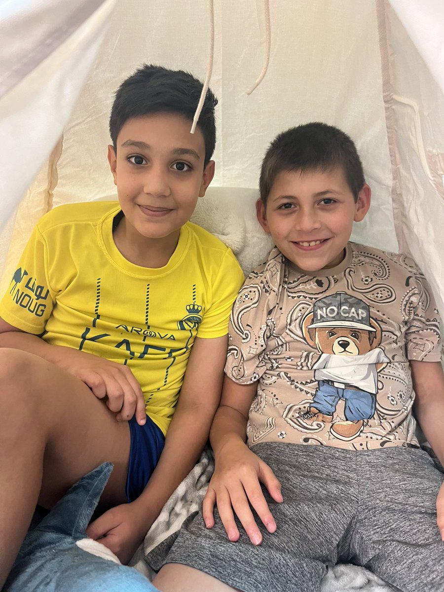 All smiles for an after testing tent break ⛺️ #itsworthit <a href="/WoParkSharks/">Worthington Park Elementary School</a>