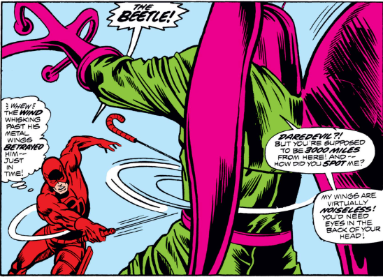 MarvelADay's tweet photo. #MarvelADay #DD108 Daredevil heads out to investigate. Doesn't take long before he encounters The Beetle! - VA https://t.co/0cnGWr5uZe