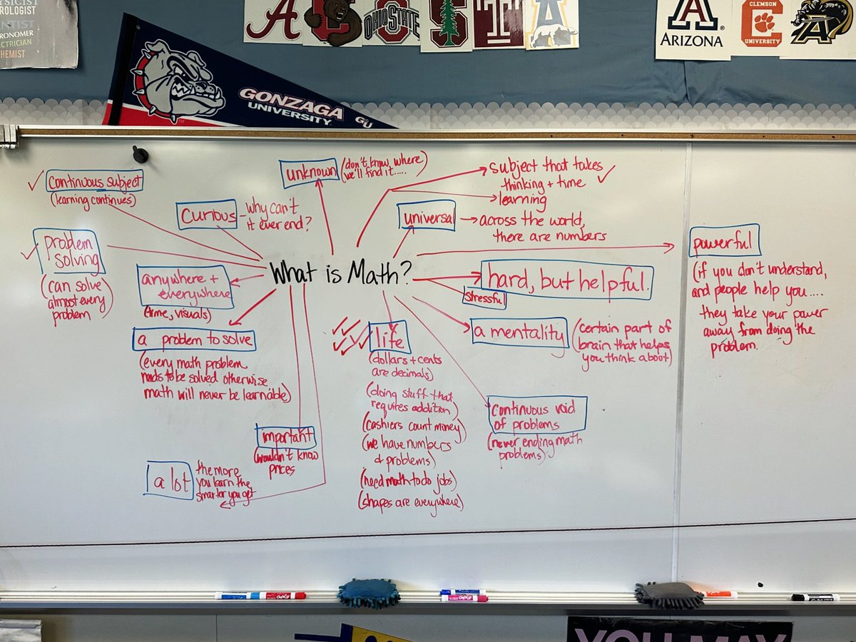 KristenMAcosta's tweet photo. Had the most amazing conversation with students today. Inspired by @saravdwerfโฆ 6th graders were insightful with their answers. #mtbos #iteachmath #elemmath https://t.co/cypvJZ4HCn