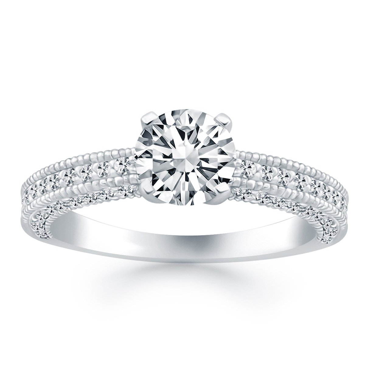 delphimetalsng's tweet image. 14k White Gold Diamond Micropave Milgrain Engagement Ring-rxd74203y28bt 
The intricate texture of milgrain brings a vintage feel to this expertly crafted 14k white gold engagement ring. Set with diamonds on the top and sides, this elegant antique inspired ring delights the eye...