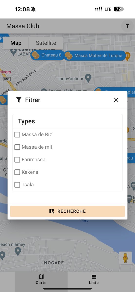 j’ai créé une app qui permet de trouver les endroits où on vend massa et farimassa à Niamey.
