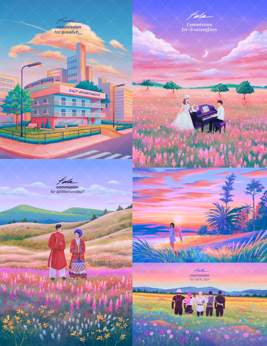 มีหลายงานที่ยังไม่ได้ public ขอขายงานเก่าไปก่อนคับ 🥺

ฟาล่านะคะ ชอบวาด landscape ตอนนี้เปิดรับคมช.อยู่เรื่อย ๆ รับวาดตั้งแต่ภาพประกอบ ปกนิยาย giveaway รายละเอียดอยู่ที่พินเลยนะคะะ 🌾💕