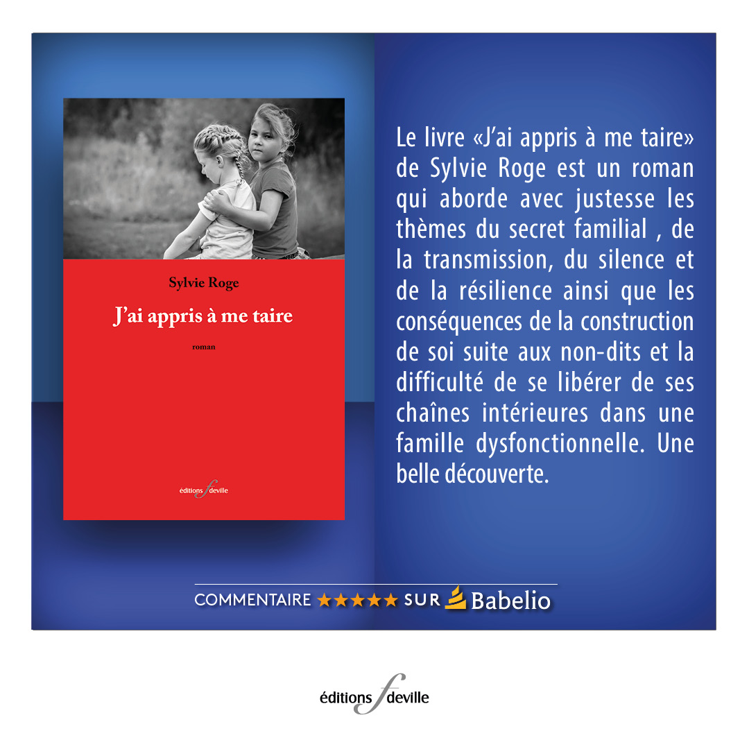 f_deville's tweet image. Commentaire 🤩 sur le roman de Sylvie Roge &quot;J&apos;ai appris à me taire&quot;.

#partagelecture #lisez #roman #bouquin #livre #litterature #editionsfdeville