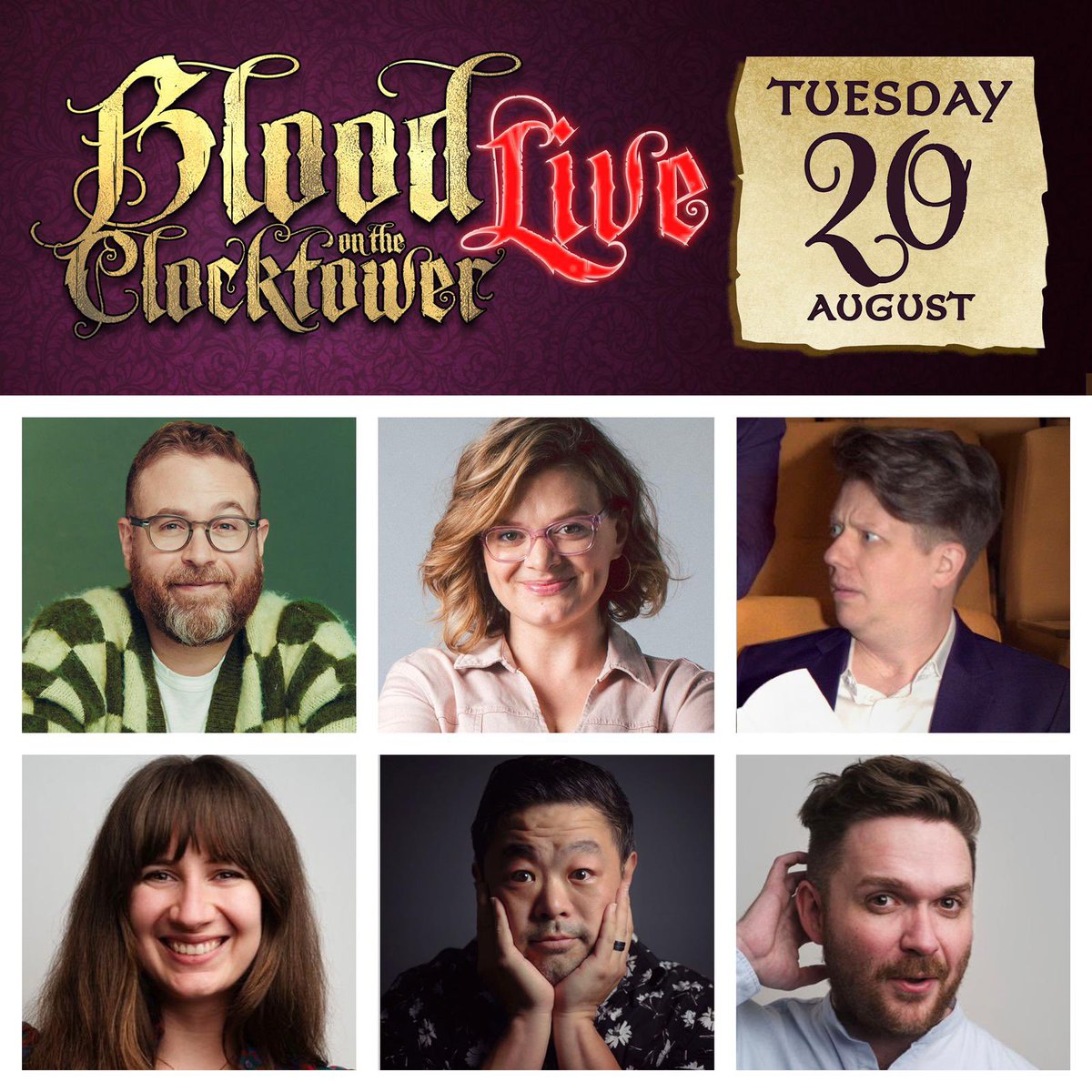 Tonight’s <a href="/BloodClocktower/">Blood On The Clocktower</a>: Live is SOLD OUT! With an absolute BANGER of a line-up, feat <a href="/samreich/">Sam Reich</a>, <a href="/verymarykate/">Elaine Carroll</a>, <a href="/PapaNichs/">Rosie Nichs</a>, <a href="/ChrisGrace/">grace Chris</a> &amp; <a href="/sullivanbeau/">Sullivan Brown</a>, hosted by meeeee. Hope you’ve got your tix, final few should be released 1 hour before! 🥳🥳🥳 underbellyedinburgh.co.uk/event/blood-on…