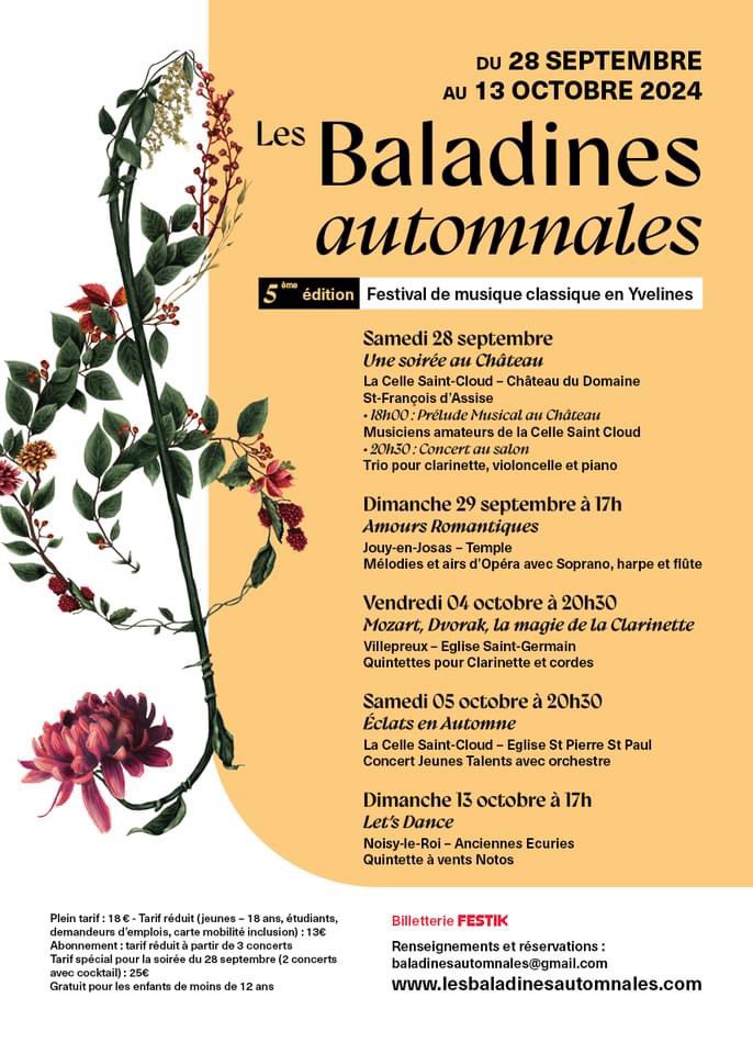 frmasquelier's tweet photo. 5ème Festival Les Baladines Automnales, du 28 Septembre au 13 Octobre 2024 
5 concerts magnifiques dans 4 communes des Yvelines !
J- 45
Les réservations sont ouvertes :
https://t.co/XCEpxQfqst https://t.co/guFeUCDiRA