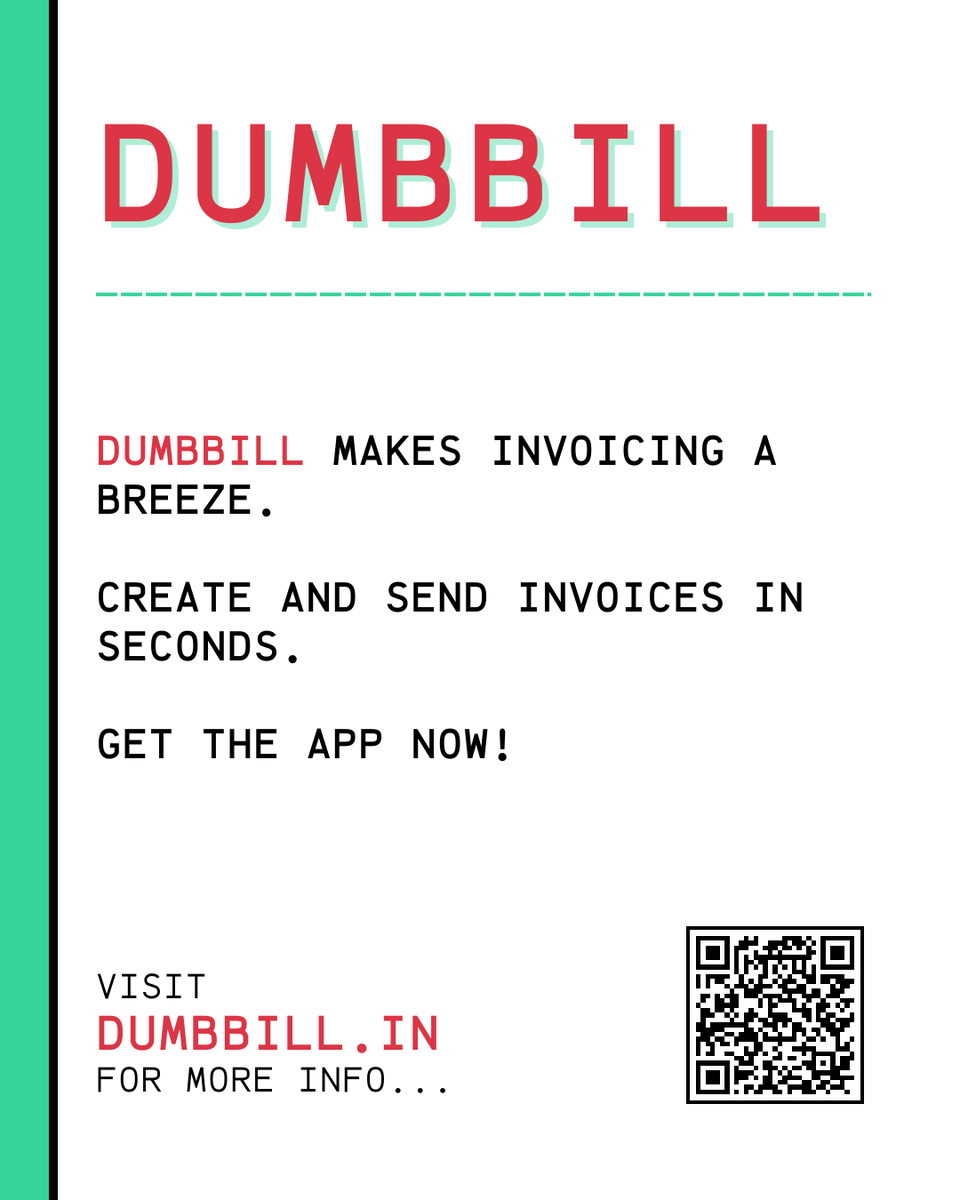 dumbbillapp's tweet photo. DumbBill makes invoicing a breeze.
Create and send invoices in seconds.
Get the app now!
#invoice #simplify #simpleinterface #instantinvoices
#reports #india #saas #billing #invoicing #madeinindia https://t.co/cu4P85OeuJ