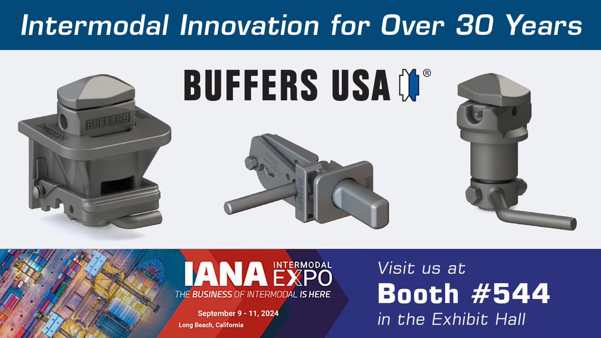 BuffersUSA's tweet photo. 𝗦𝗔𝗩𝗘 𝗧𝗛𝗘 𝗗𝗔𝗧𝗘! Join the Twistlock &amp; Pinlock Specialists at @Intermodal’s 2024 #Expo in @LongBeachCity, CA. We’ll be at 𝗕𝗢𝗢𝗧𝗛 #𝟱𝟰𝟰 in the @LongBeachEntCtr Exhibit Hall on 𝗧𝘂𝗲𝘀. 𝟵/𝟭𝟬 &amp; 𝗪𝗲𝗱. 𝟵/𝟭𝟭.
LEARN MORE: https://t.co/orKOpg05zj
#IANA #BuffersUSA https://t.co/7JgK0ZK0uV
