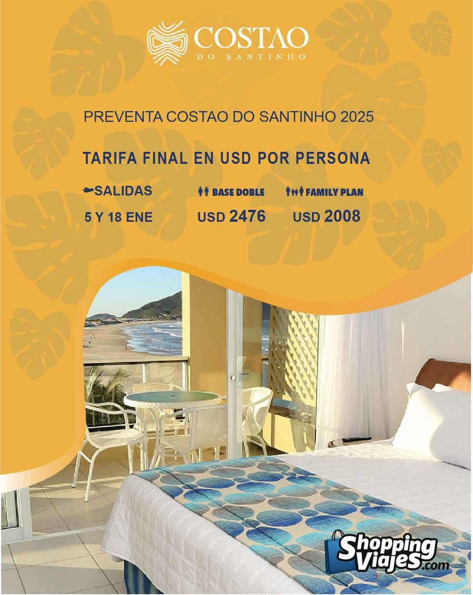 Shopping_Viajes's tweet photo. Costao do Santinho Resort!!
Un resort único a 2 horas de avión de Buenos aires, con entretenimiento para todas las edades.
Paquetes con vuelo directo de Gol.
Ver propuesta: https://t.co/5juWZ21pYN

MÁS INFORMACIÓN
📩Mail: info@shoppingviajes.com
📱Whatsapp: 1144274559 https://t.co/UheSUKBNgw