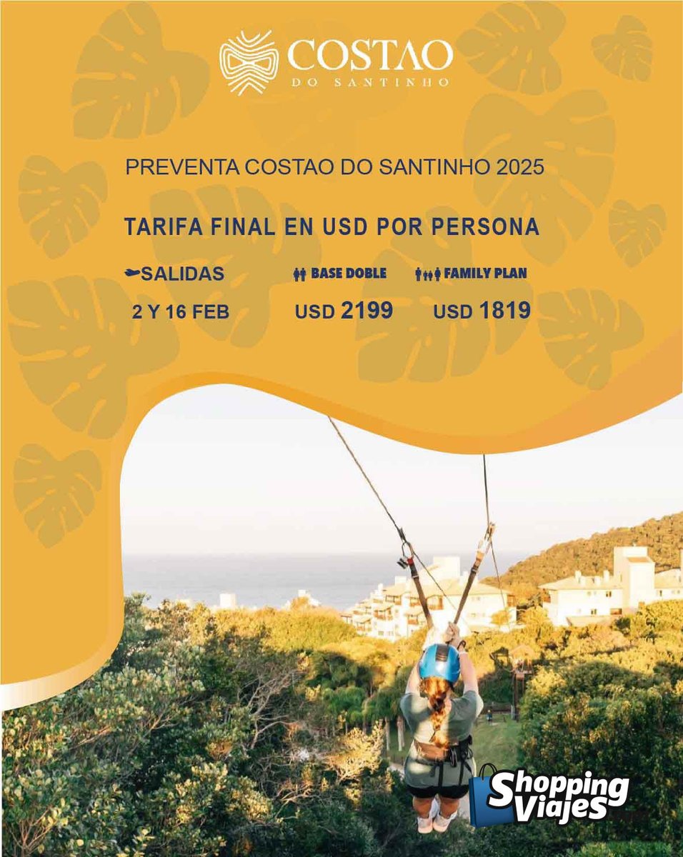 Shopping_Viajes's tweet photo. Costao do Santinho Resort!!
Un resort único a 2 horas de avión de Buenos aires, con entretenimiento para todas las edades.
Paquetes con vuelo directo de Gol.
Ver propuesta: https://t.co/5juWZ21pYN

MÁS INFORMACIÓN
📩Mail: info@shoppingviajes.com
📱Whatsapp: 1144274559 https://t.co/UheSUKBNgw