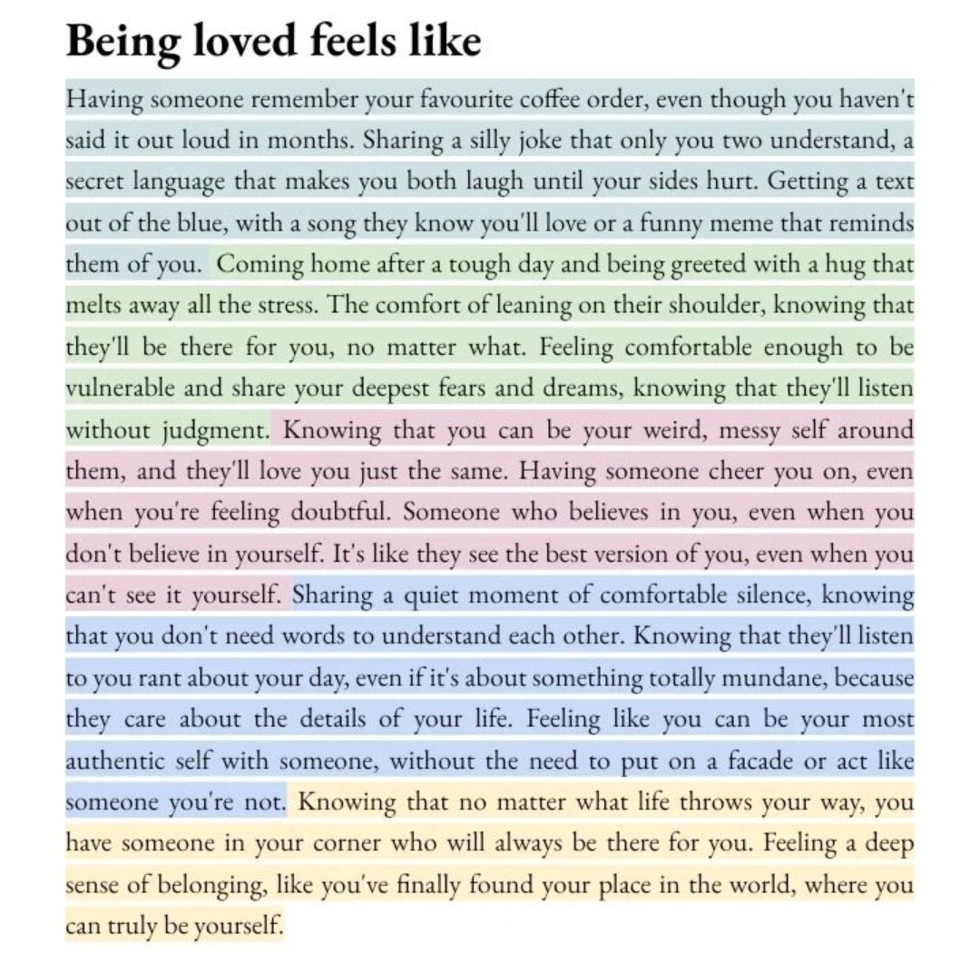 Being loved feels like