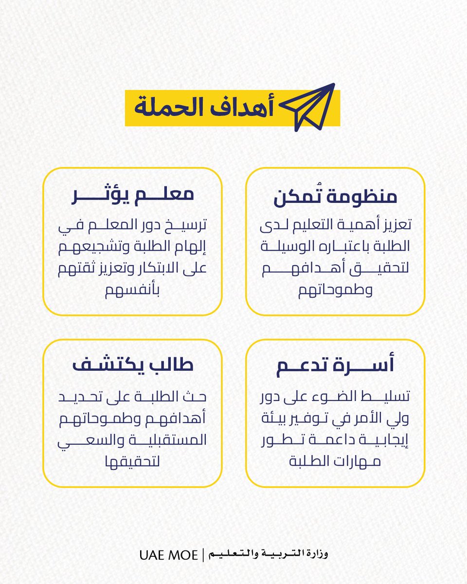 MOEUAEofficial's tweet photo. #وزارة_التربية_والتعليم تطلق الحملة الوطنية للعودة إلى المدارس بالتزامن مع بداية العام الدراسي 2024-2025. تهدف الحملة إلى تسليط الضوء على أهمية تكامل أدوار جميع عناصر العملية التعليمية، من أجل إعداد جيل واعد من القادة القادرين على تحقيق تطلعات قيادتنا الرشيدة ورسم مستقبل مشرق لدولتنا الحبيبة🇦🇪

#من_طالب_إلى_قائد
