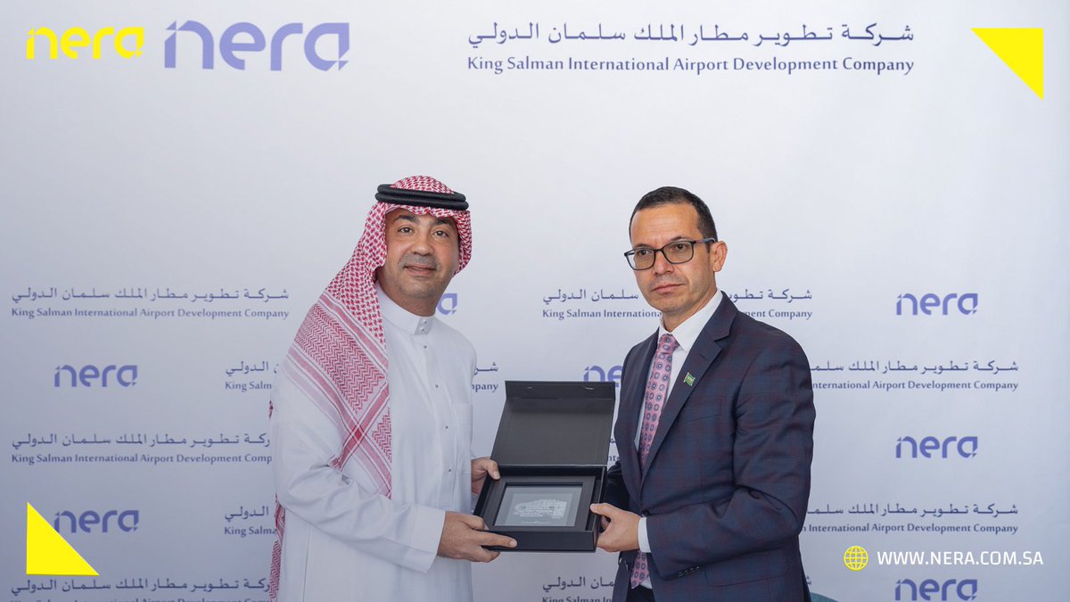 Nera_KSA's tweet photo. Engineer Khalid Attiah, CEO of Nera, and Marco Mejia, acting CEO of KSIADC signed an airport airspace design agreement using the latest solutions to ensure operational efficiency and safety, aligning with future aviation advancements. https://t.co/9MwdalVgIC