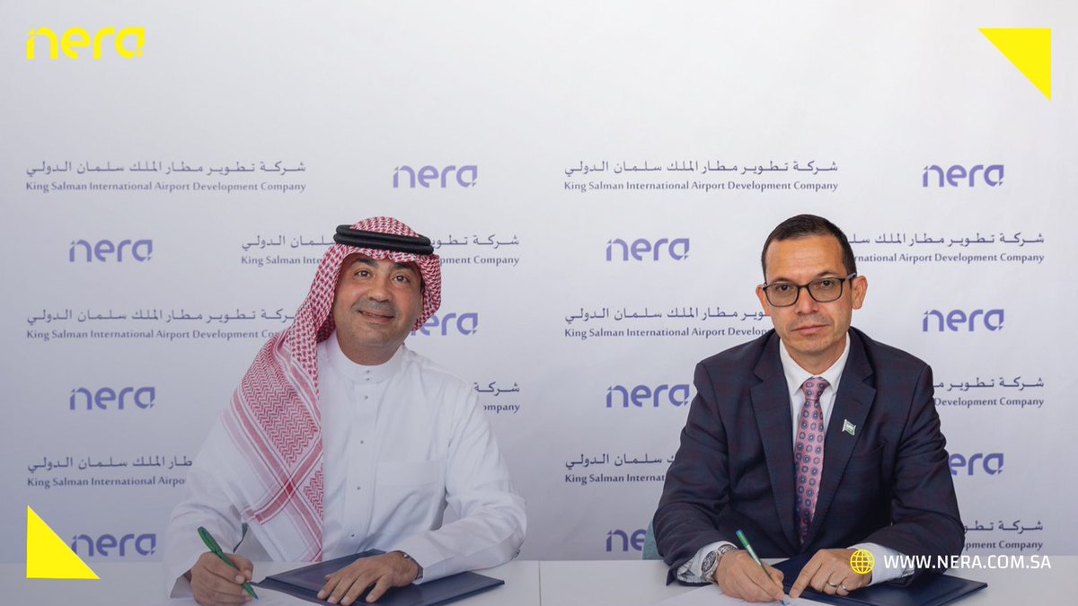 Nera_KSA's tweet photo. Engineer Khalid Attiah, CEO of Nera, and Marco Mejia, acting CEO of KSIADC signed an airport airspace design agreement using the latest solutions to ensure operational efficiency and safety, aligning with future aviation advancements. https://t.co/9MwdalVgIC