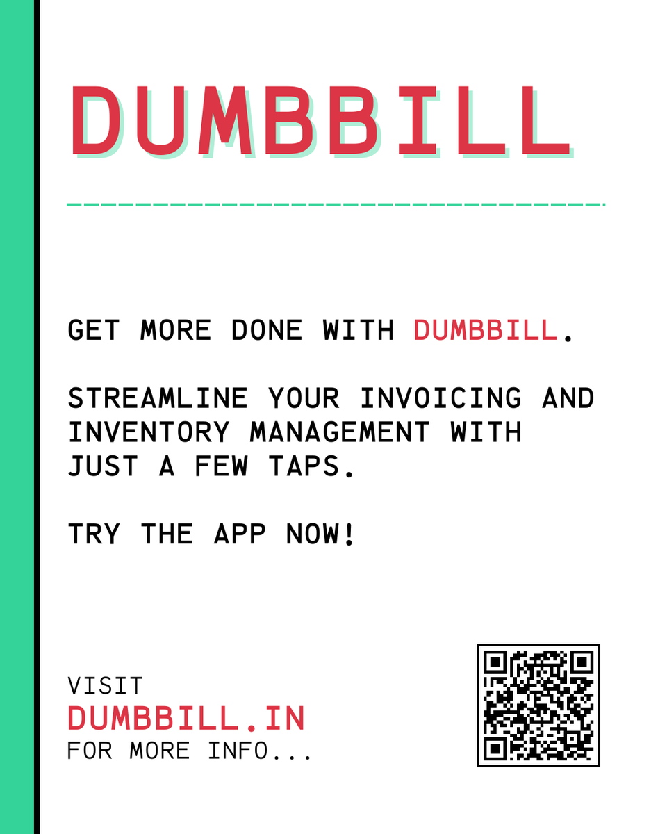 dumbbillapp's tweet photo. Get more done with DumbBill.
Streamline your invoicing and inventory management with just a few taps.
Try the app now!
#invoice #simplify #simpleinterface #instantinvoices
#reports #india #saas #billing #invoicing #madeinindia https://t.co/55ALKnqfVc