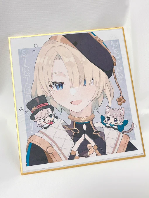 おかなさんから誕プレでベリキュートなイラストいただいてしまった(嬉しすぎて勝手に印刷して色紙に張りつけた) 