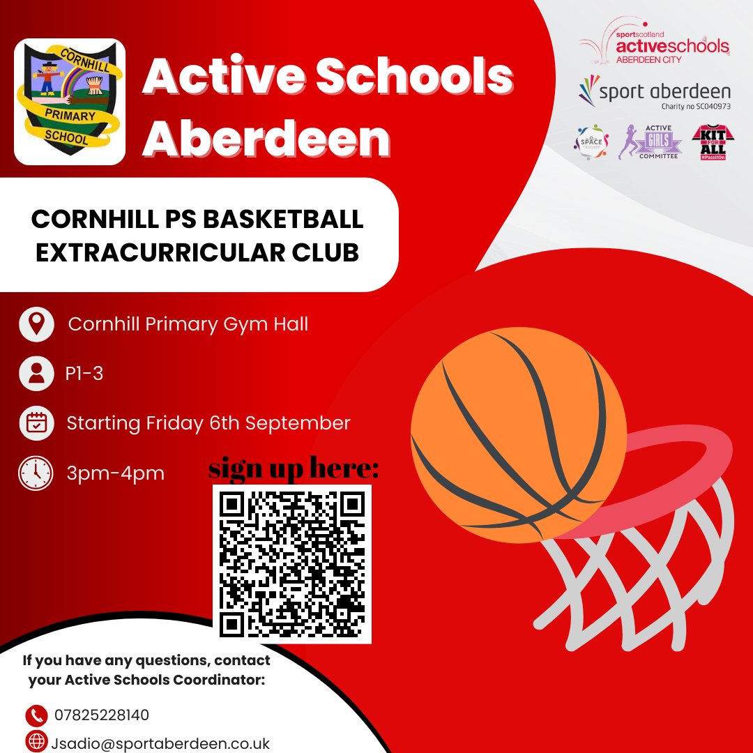 ASC_StMacharASG's tweet image. 📢Cornhill PS P1-3 basketball club📢
We are excited to announce our new P1-3 basketball 🏀 club for Pupils currently at Cornhill Primary
This club will start on the 6th of September in the school games hall All information is in the below sign up link:
sportaberdeen.co.uk/news/mep_event…