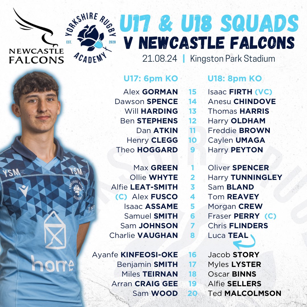 🕺🏼Wednesday Night Lights

Congratulations to the selected squads travelling to play <a href="/FalconsRugby/">Newcastle Falcons</a>

This is the summer finale &amp; both groups will be looking to sign off with a strong performance 💪🏼

🗓 Wed 21 Aug
📍Kingston Park
🆚 Newcastle Falcons
⏰ KO: 6pm &amp; 8pm

#WeLeaveBetter