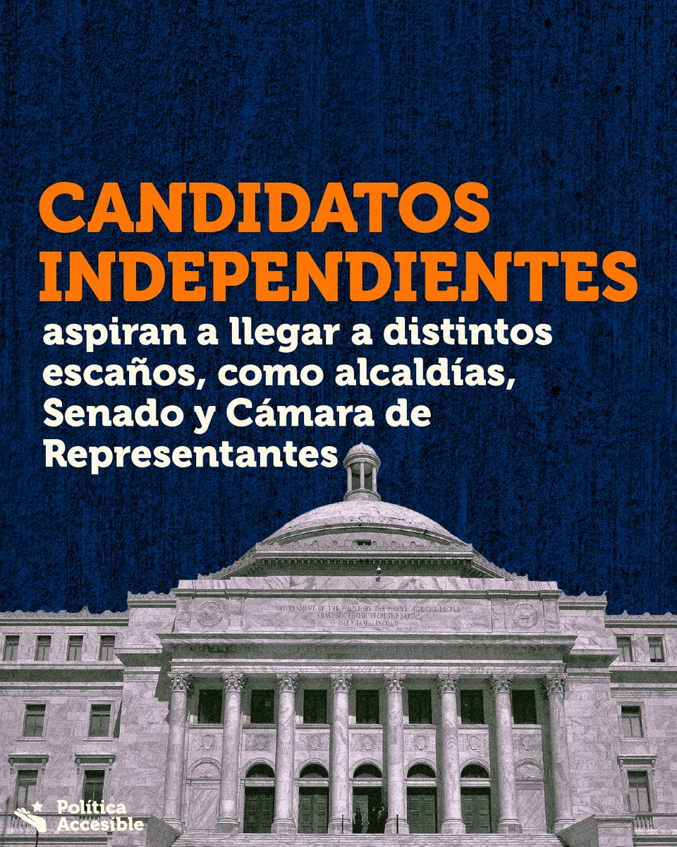 Actualmente, hay 11 candidatos aspirando llegar a distintos escaños, tales como alcaldía, Senado y Cámara de Representantes, sin la maquinaria partidista.

Conoce quienes son: politicaaccesible.com/post/cifra-his…