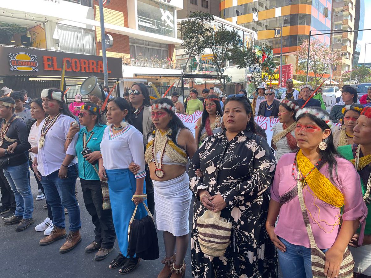 nawe_org's tweet photo. El pueblo Waorani, junto a la @CONAIE_Ecuador y varias organizaiones aliadas, se movilizan al Ministerio de Minas y Petrólero, al cumplirse un año de la Consulpat Popular por el Yasuní. 
#SomosNAWE #Yasunísí #SomosResistencia https://t.co/0EVHQ6BrCj