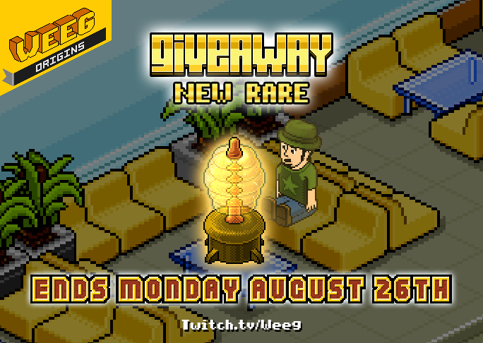 🕯️ It's so bright.. it's hard to see the new GIVEAWAY!🕯️

🐝 I'll be giving away a Yellow Amber Lamp on #HabboHotelOrigins to a lucky winner!🐝

To Enter:
- Like/Retweet ✅
- Follow <a href="/WeegHabbo/">Weeg</a> ✅
- Tag Friends! (Optional) 🗣️

SHOUTOUTS to the #HabboOrigins COMMUNITY! Good Luck!
