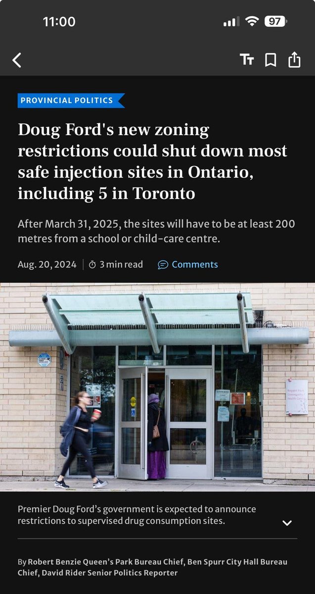 ERs need to brace for a deluge of overdoses. I hope Tim Hortons, transit and McDonald's is ready with naloxone. Ontario willfully ignores data showing safe consumption does not systemically increase crime and disorder. <a href="/robertbenzie/">Robert Benzie</a> <a href="/BenSpurr/">Ben Spurr</a> <a href="/dmrider/">David Rider</a> 
thestar.com/politics/provi…