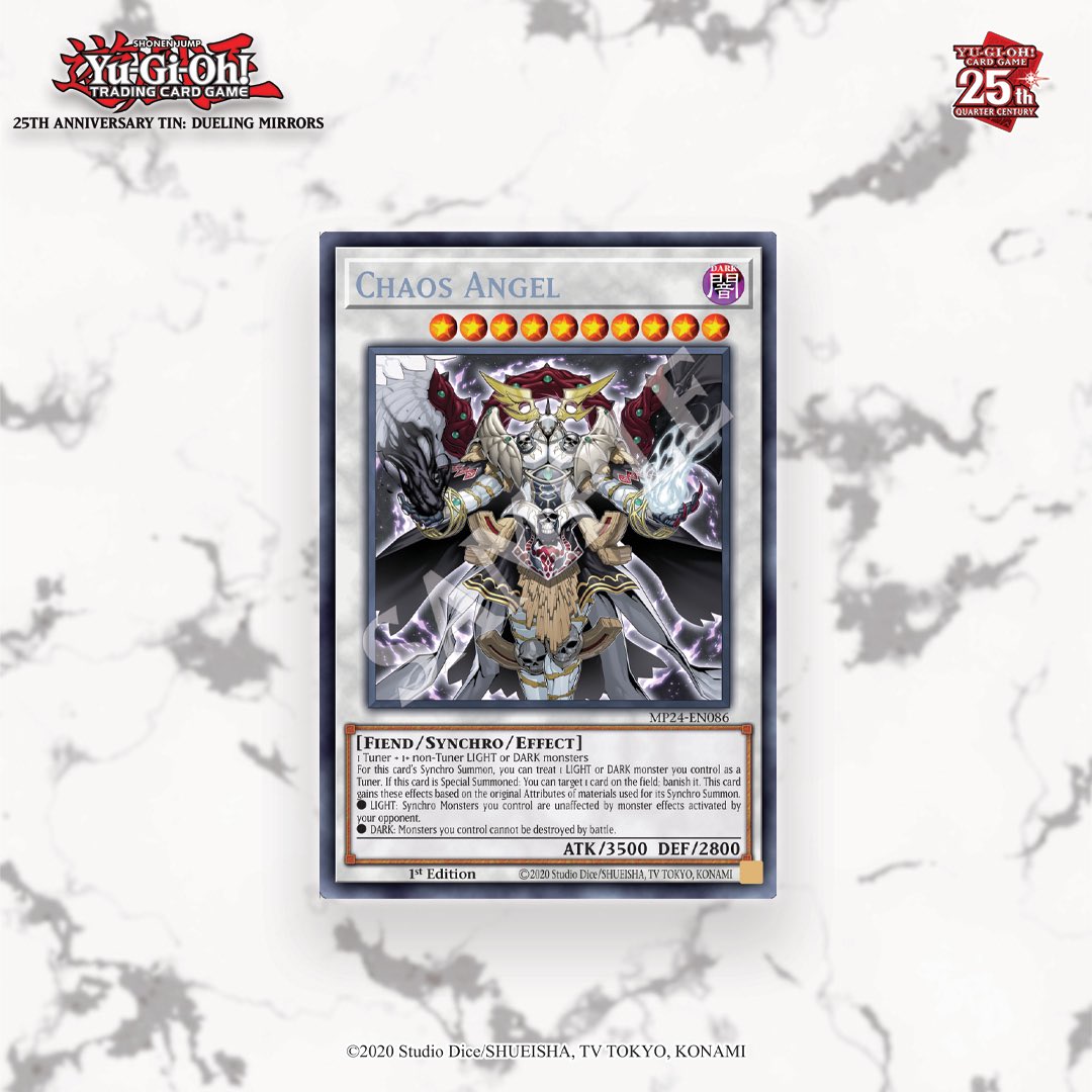 25  :   Chaos  Angel has been announced as a Prismatic Secret Rare in the upcoming 25th  Anniversary Tin: Dueling Mirrors. # #YuGiOh #