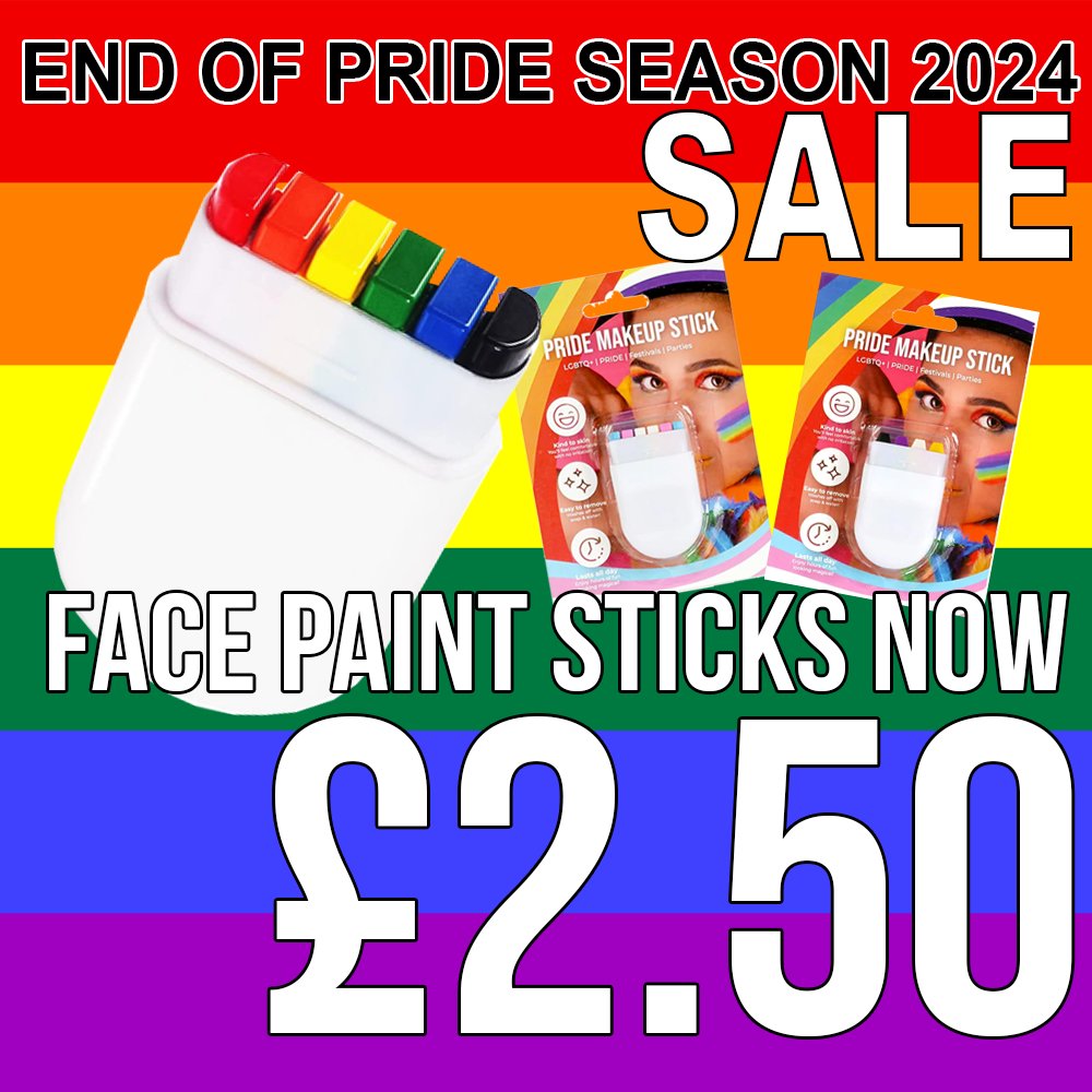 ALL Face paint sticks are now just £2.50 each. Available Second Floor of Afflecks or online. Available in 6 styles - rainbow, trans, non binary, bisexual, pansexual &amp; genderfluid.

#gay
#gaypride
#gaymanchester
#afflecks
#manchesterpride
#manchesterpride2024
#pride
#pridemonth