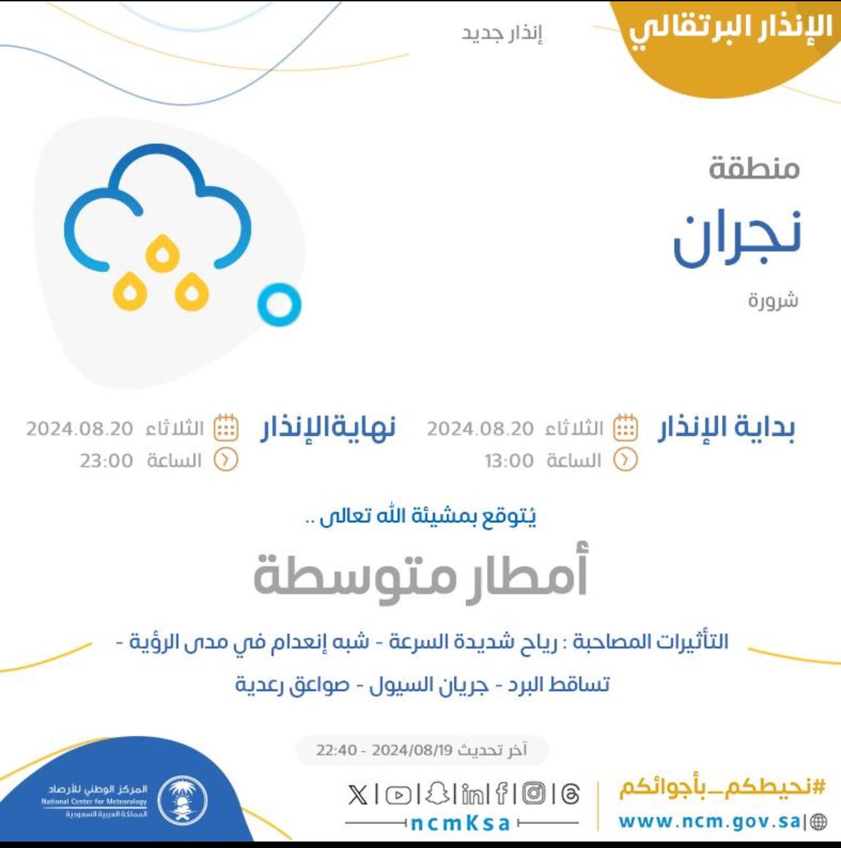 طقس نجران اليوم الثلاثاء :