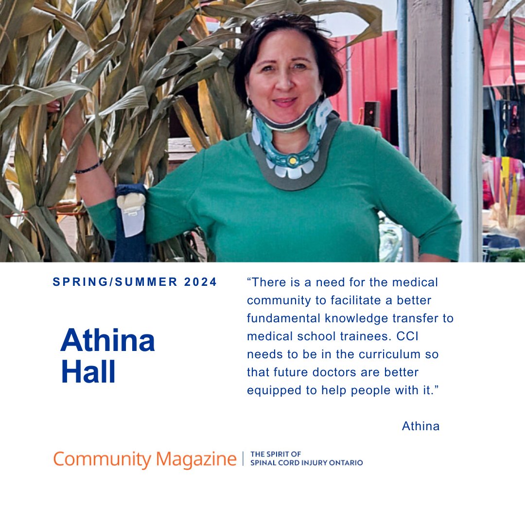 Meet Athina Hall, a passionate advocate for better healthcare! Diagnosed with Cranial Cervical Instability (CCI), a condition that lacks diagnostic imaging in Canada, 
Link to article: ow.ly/lVLz50T25Y5

#scio #SpinalCordInjuryOntario #CommunityMagazine