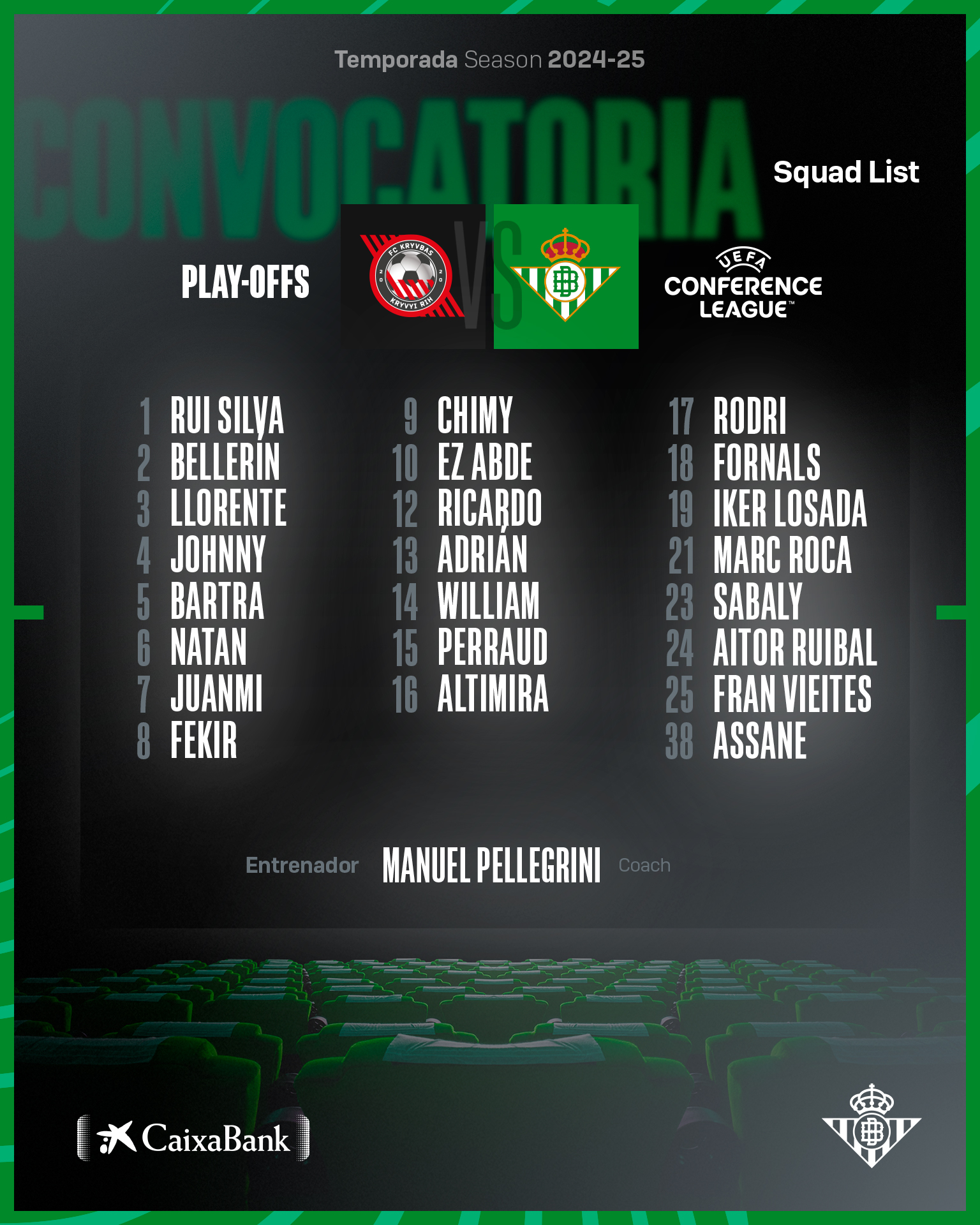 Convocatoria Real Betis Conference League