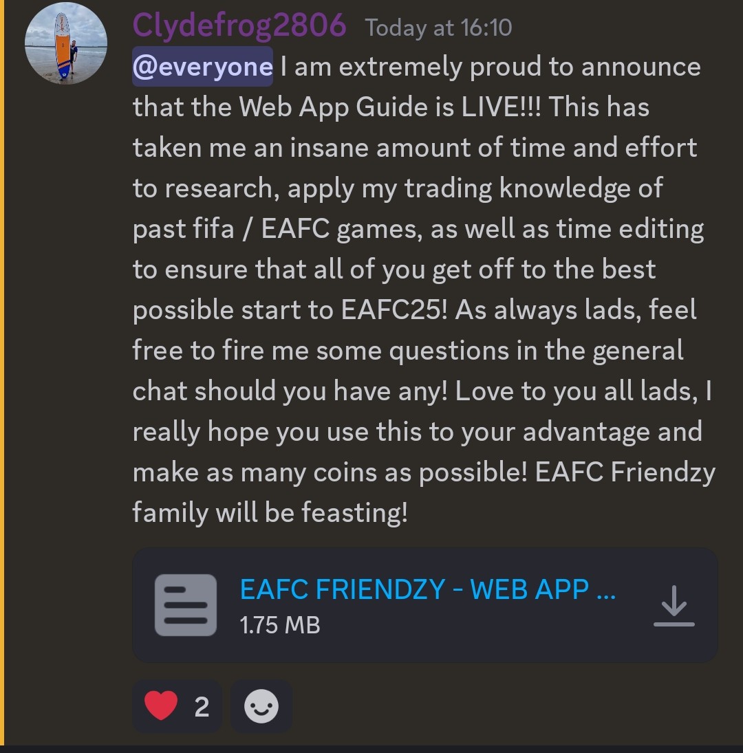 ♻️EAFC FRIENDZY WEB APP GUIDE IS LIVE♻️

Extremely proud to have worked on an extensive FC25 Web app guide for the EAFC FRIENDZY FREE Discord!

If you want to join our 18+ Discord: 

Like ❤️
Repost ♻️
Follow - <a href="/Friendzy2806/">EAFC Friendzy</a> &amp; <a href="/Birty1989/">Birty</a>