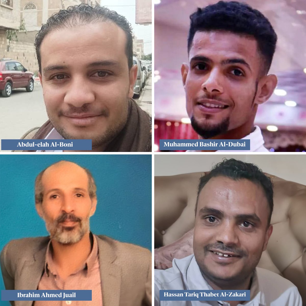 BahaiBIC_Rights's tweet photo. Four Yemeni Baha’is freed by Houthis as Baha’i International Community calls for release of all innocent detainees

The last four jailed Yemeni Baha’is have been released—in a development that concludes a shameful episode, beginning in May 2023, when armed and masked men from #Yemen’s de facto #Houthi authorities detained 17 innocent #Bahai citizens in a violent raid on a private home.

Read our full story: https://t.co/XUUNYWohct