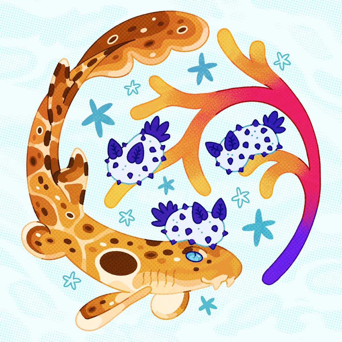 catnolio's tweet photo. lil epaulette and sea bunnies hanging out 🫧☁️🦈 the 9 month reward sticker for silly society members!! it’s going to be a clear sticker and im so excited to see how it turns out!! it’s so exciting especially because weve reached over 100 members in silly society, thank you ^_^ https://t.co/4UtN2DMmg8