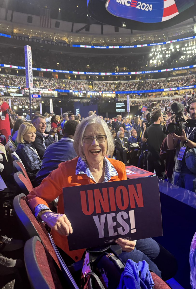 .<a href="/ShawnFainUAW/">Shawn Fain</a> had the DNC on fire last night! Never in my wildest dreams did I imagine I'd hear a stadium of people chanting "Trump's a scab" at a Democratic convention 🔥😂