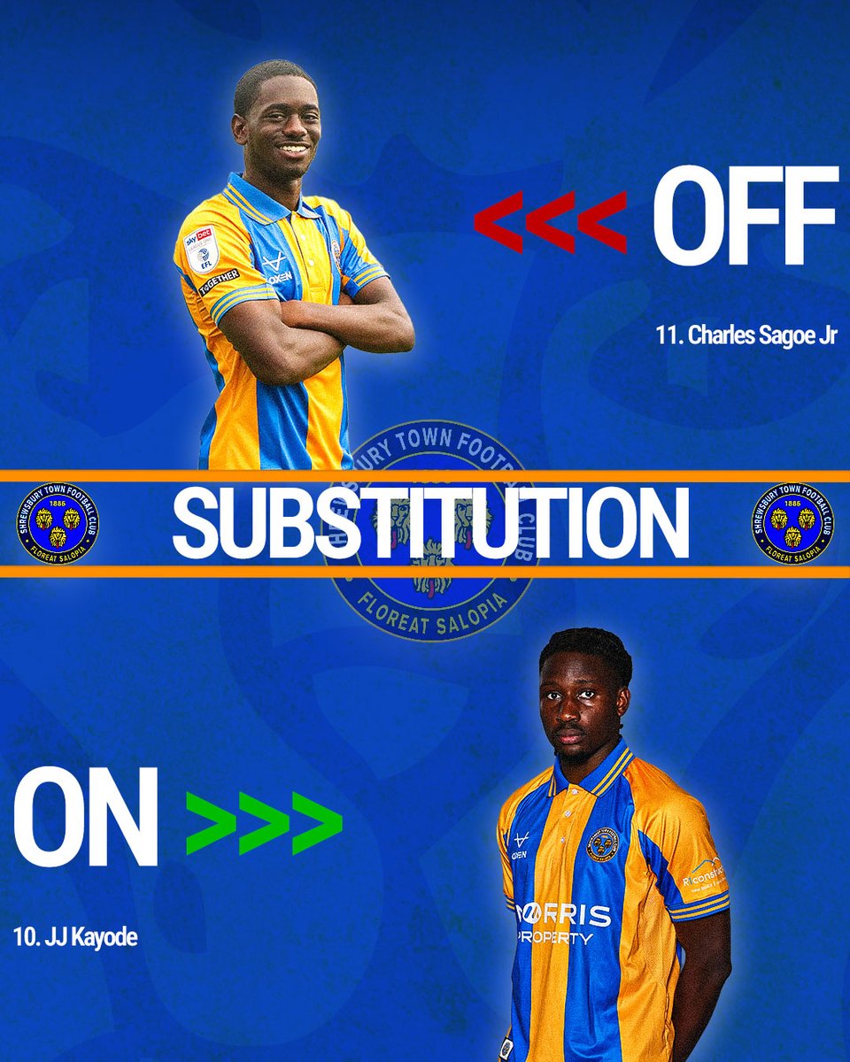 shrewsburytown's tweet photo. Charles Sagoe Jr is applauded off the pitch as he's replaced by JJ Kayode. https://t.co/ELdKQUbEGa