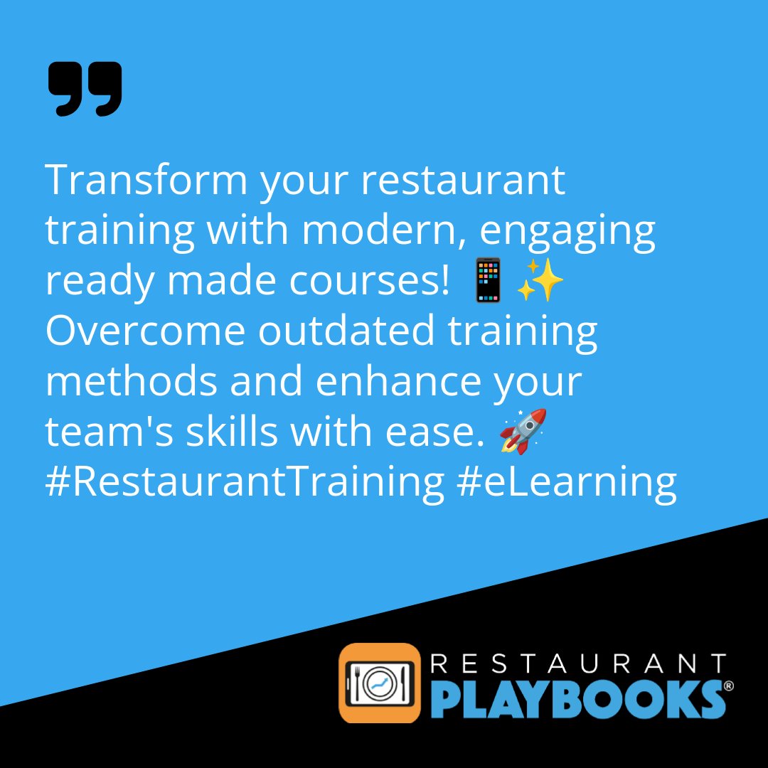 RPlaybooks's tweet photo. Success in restaurant training comes with its hurdles. Most training teams are stretched to the max, and cannot find the time to develop all the courses they need to support the business. https://t.co/cIgY4ZqrWx