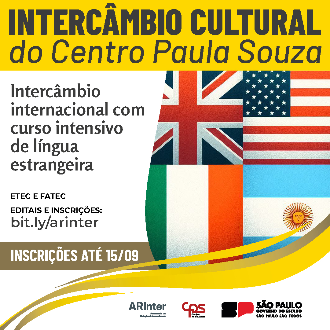 arintercps's tweet photo. 🌍✨ Intercâmbio Cultural 2024 do Centro Paula Souza: Inscrições Abertas! ✨🌍

📅Inscrições até 15/09
https://t.co/zkzsDmADil

Dúvidas?
https://t.co/7m8CPUk67D

Ajuda?
https://t.co/46oesBSEB4

@arintercps
 #arintercps https://t.co/HxvqS4YCQW