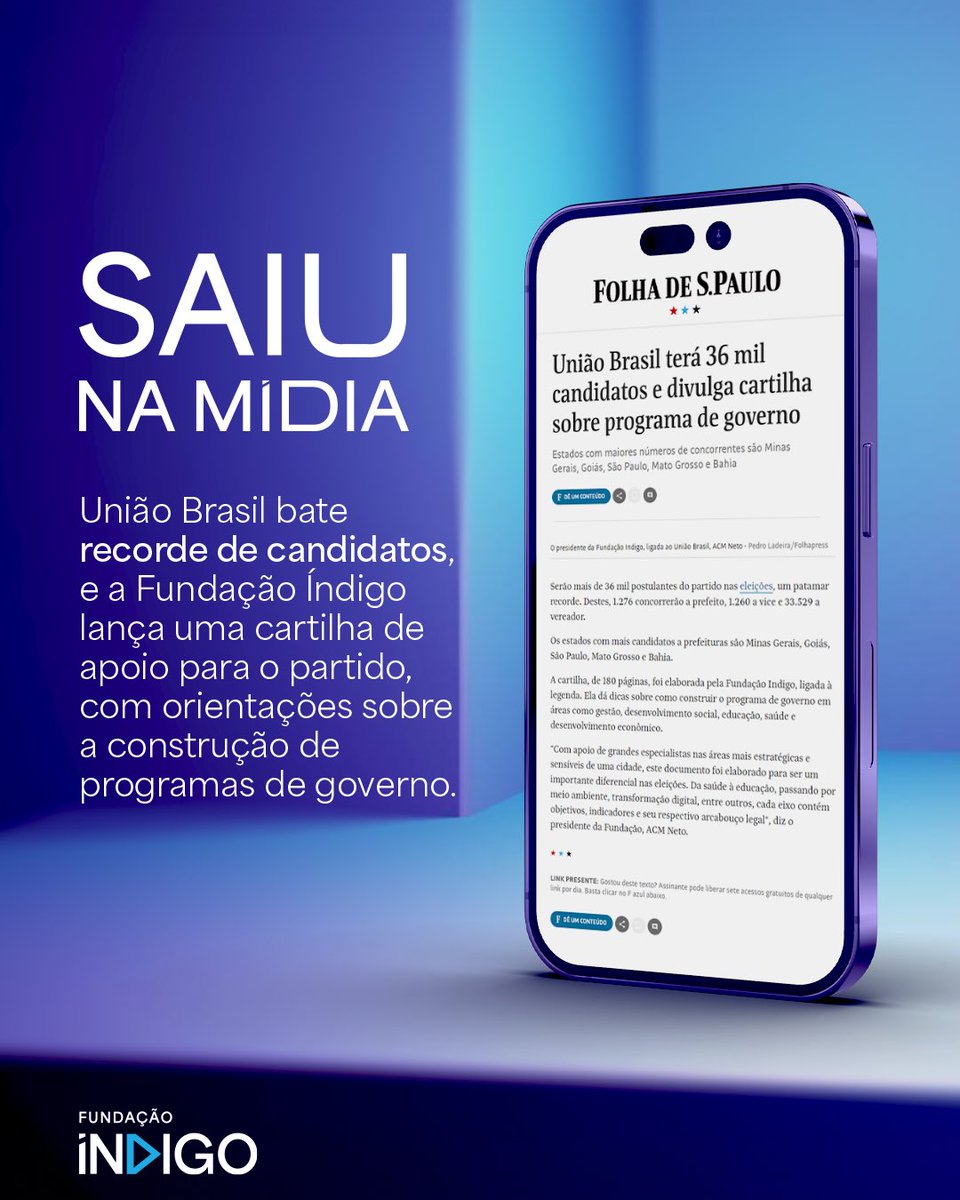 FundacaoIndigo's tweet photo. Tá na rede! 🚀

União Brasil alcança um marco histórico de candidatos, e a Fundação Índigo chega junto com uma cartilha repleta de estratégias para construir programas de governo que fazem a diferença em áreas como gestão, desenvolvimento social, educação,

+ https://t.co/cl8GgoKgbj