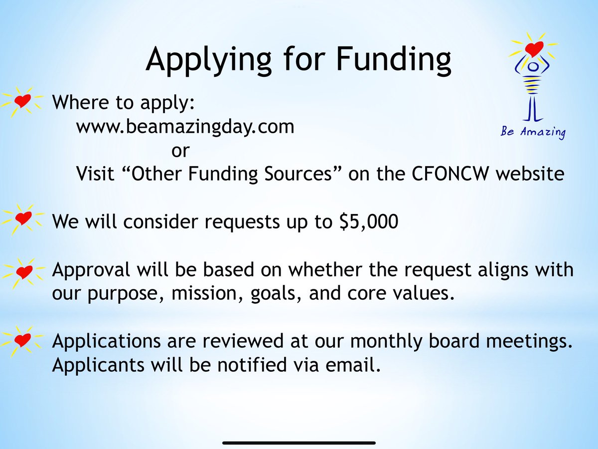 BeAmazing2day's tweet image. Cheryl and Lisa presented at the Community Foundation of North Central Wisconsin’s “Meet the Funders”, a networking and educational event. We are proud to be a resource for others in the community to carry out community service projects. 

beamazingday.com/apply-for-fund…