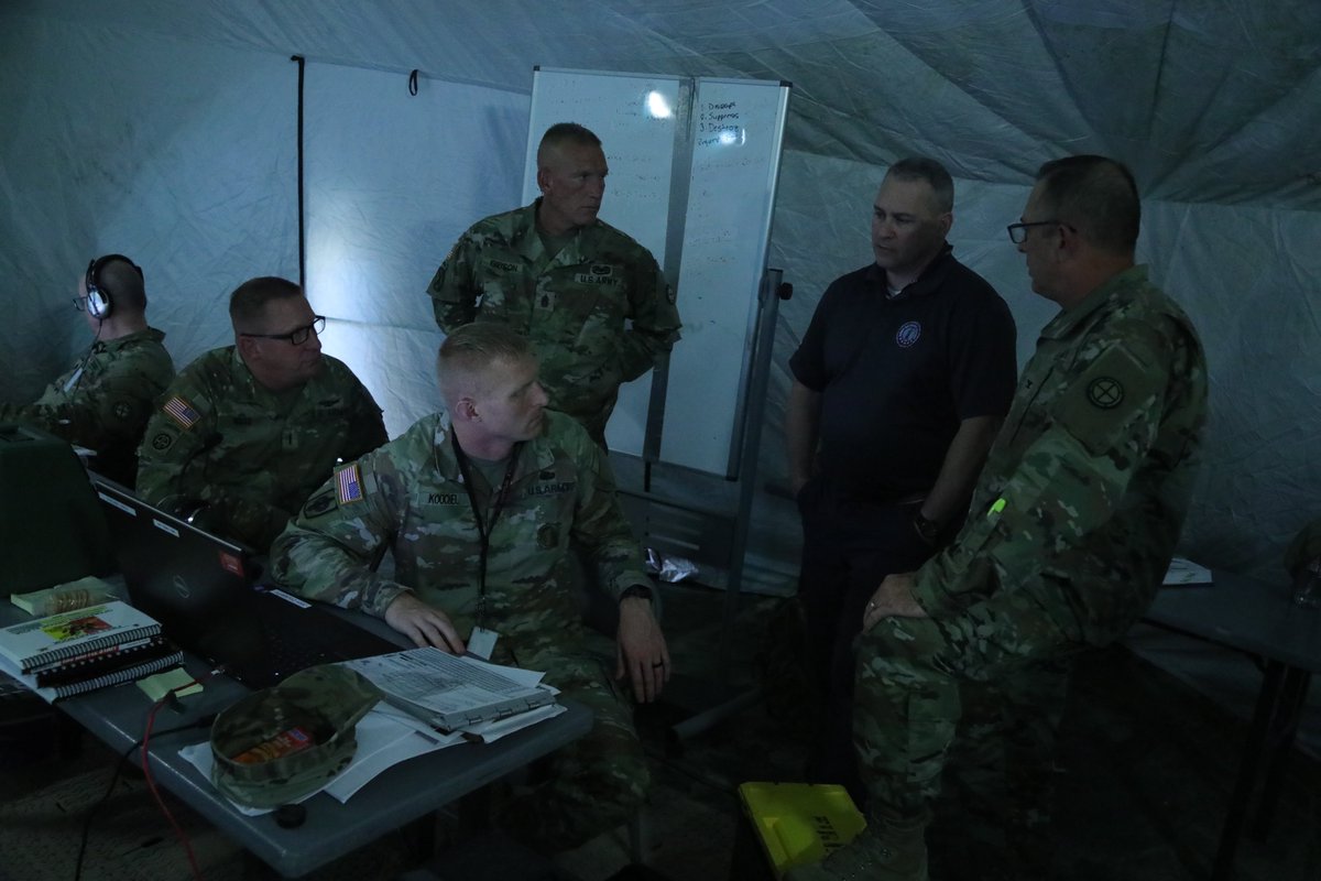 35th Infantry Division (@35div) on Twitter photo Members of one of the 35th Inf. Div.'s aligned brigades, the 35th Division Artillery, meets with an Observer/Coach/Trainer from the National Guard's Mission Command Training Support Program during the combined 35th and <a href="/fightingfirst/">1st Infantry Division</a> CPX. #Readiness #Army2030 #interoperability Members of one of the 35th Inf. Div.'s aligned brigades, the 35th Division Artillery, meets with an Observer/Coach/Trainer from the National Guard's Mission Command Training Support Program during the combined 35th and <a href="/fightingfirst/">1st Infantry Division</a> CPX. #Readiness #Army2030 #interoperability