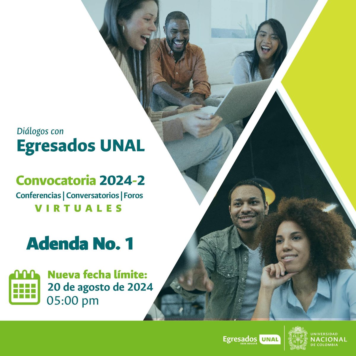 ÚLTIMOS DÍAS PARA APLICAR Y SER PONENTE ANTE LA COMUNIDAD UNIVESITARIA 🚨

Revisa los términos de la convocatoria en el siguiente link: bit.ly/dialogosEUN

Comparte esta información con toda tu comunidad

#SomosUNAL #OrgulloUN