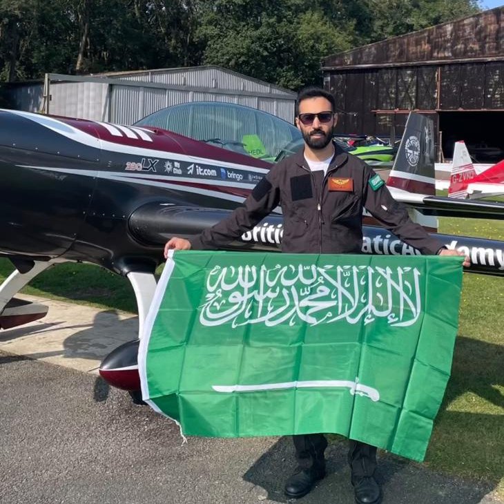 First1Saudi's tweet photo. 🛩️ عبدالله القبلان يُحلّق بالراية السعودية عالياً! 🇸🇦✨

لأول مرة.. سعودي يبهر العالم في الاستعراضات الجوية 🏆🌎

• حاصل على تصنيف طيران الاستعراضات من بريطانيا وأوروبا 🏅
• حقق المركز الخامس في بطولة إيروبتك بمدينة ليستر 💚

#فخر_السعودية #طموح_بلا_حدود #إنجازات_سعودية

🛩️ Abdullah Alqublan Soars High with the Saudi Flag! 🇸🇦✨

For the first time.. A Saudi dazzles the world in aerobatics 🏆🌎

• Certified in aerobatic flying by UK and Europe 🏅
• 5th place in Aerobatic Championship in Leicester 💚

#SaudiPride #UnlimitedAmbition #SaudiAchievements